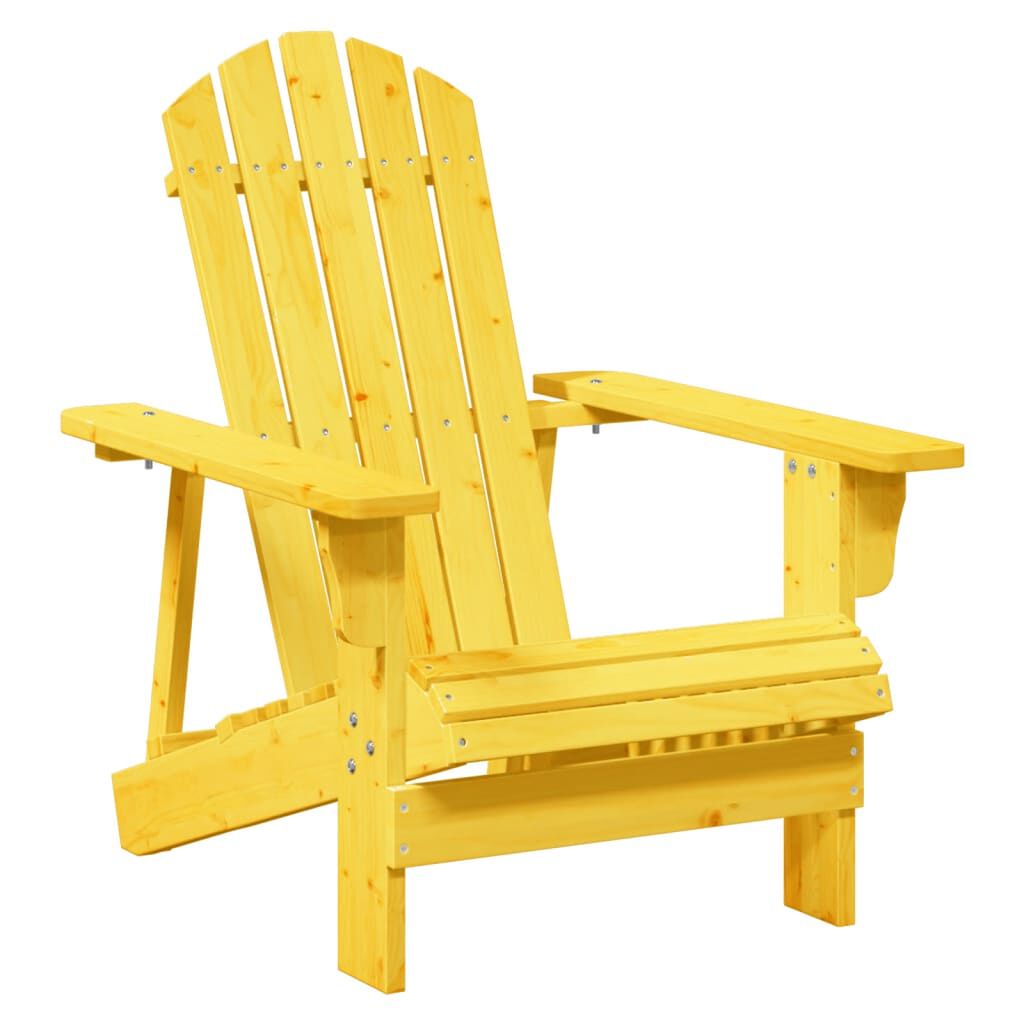 vidaXL Adirondack Chair with Ottoman Yellow Solid Wood Fir