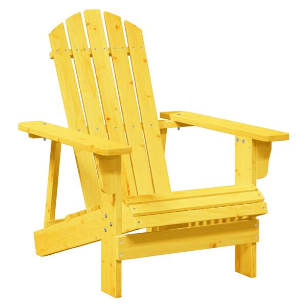 vidaXL Adirondack Chair with Ottoman Yellow Solid Wood Fir