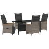 vidaXL Garden Dining Set with Cushion 5 pcs Grey Poly Rattan
