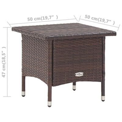 vidaXL Tea Table Brown 50x50x47 cm Poly Rattan