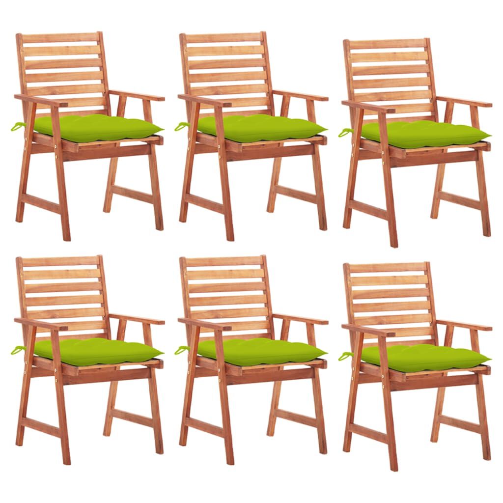 vidaXL Outdoor Dining Chairs 6 pcs with Cushions Solid Acacia Wood