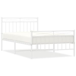 vidaXL Metal Bed Frame without Mattress with Footboard White 100x200cm