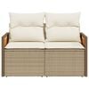 vidaXL Garden Sofa with Cushions 2-Seater Beige Poly Rattan