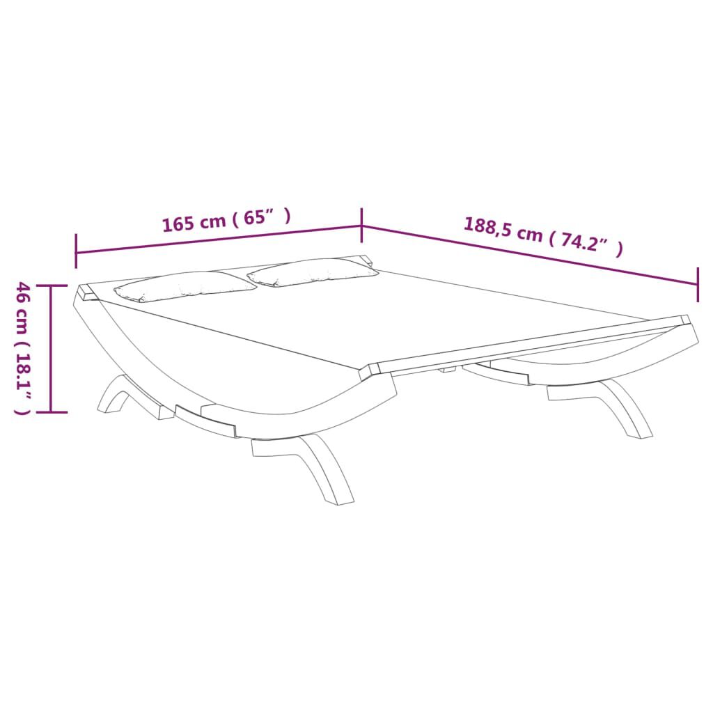 vidaXL Outdoor Lounge Bed 165x188.5x46 cm Solid Bent Wood Anthracite
