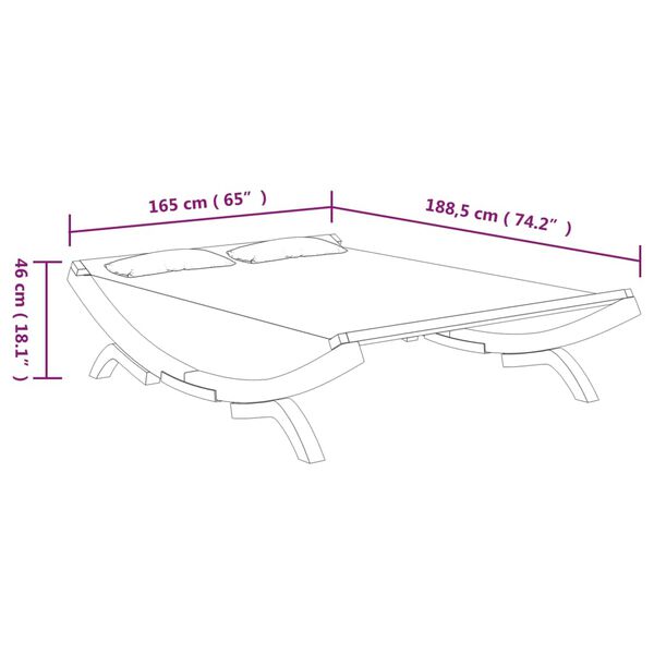 vidaXL Outdoor Lounge Bed 165x188.5x46 cm Solid Bent Wood Anthracite