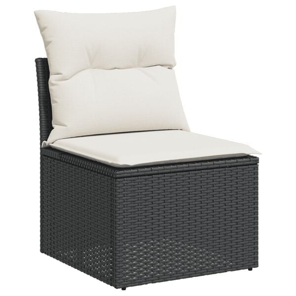 vidaXL 7 Piece Garden Sofa Set with Cushions Black Poly Rattan