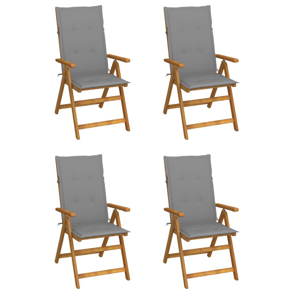 vidaXL Garden Reclining Chairs 4 pcs with Cushions Solid Acacia Wood