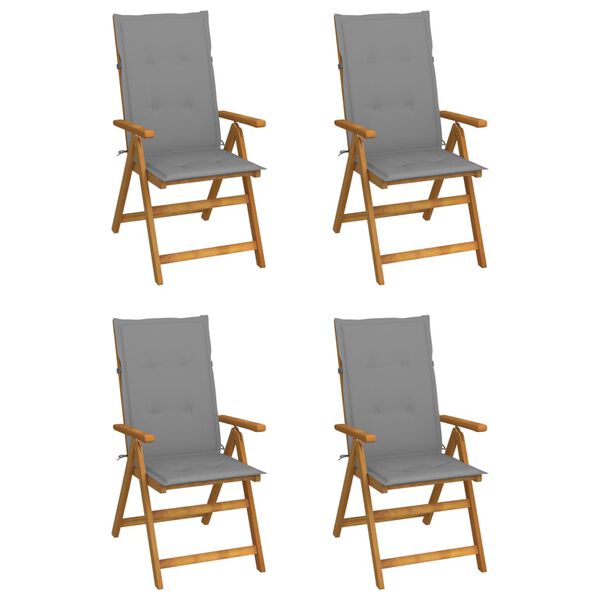 vidaXL Garden Reclining Chairs 4 pcs with Cushions Solid Acacia Wood