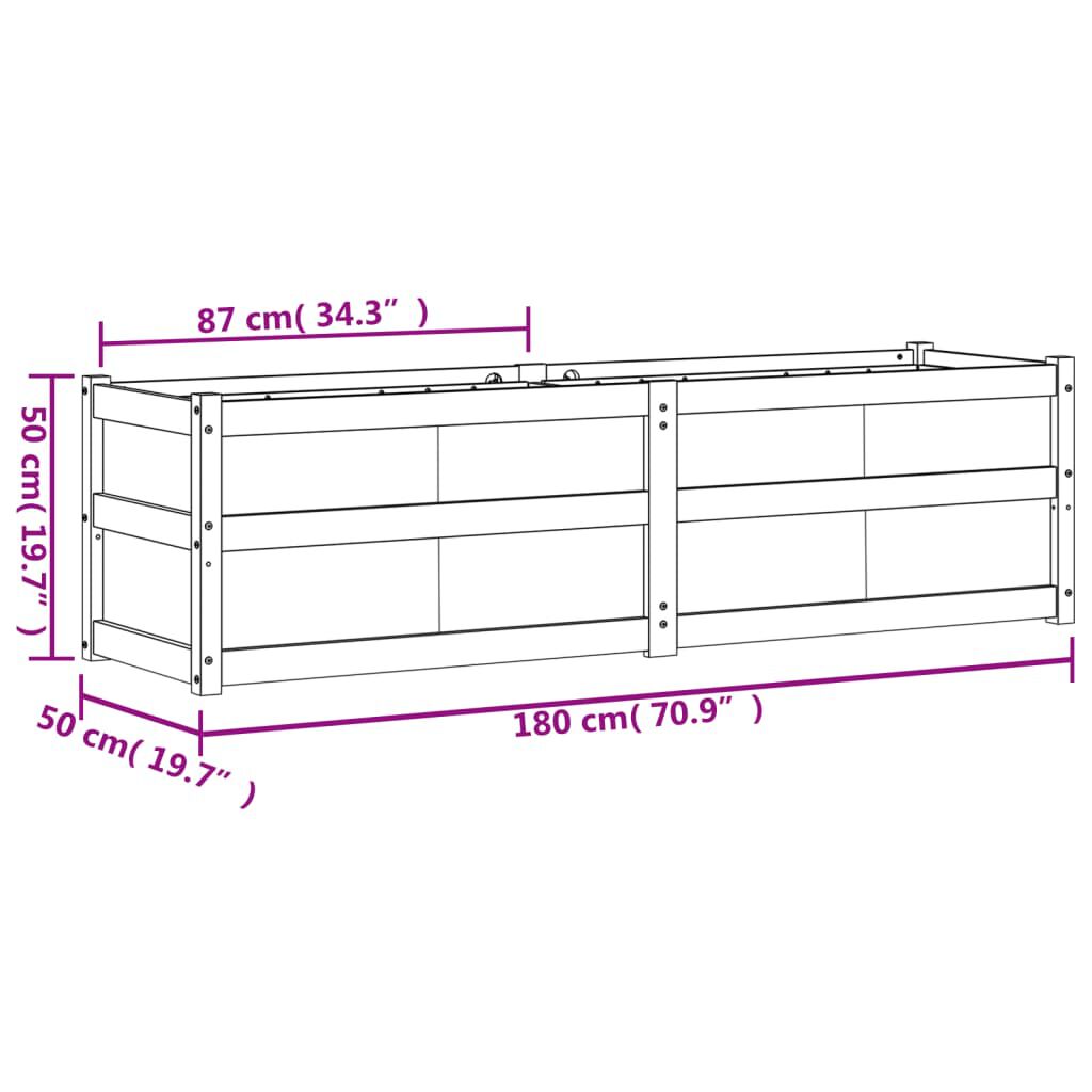 vidaXL Garden Planter Wax Brown 180x50x50 cm Solid Wood Pine