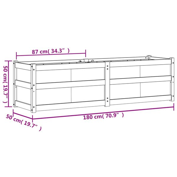 vidaXL Garden Planter Wax Brown 180x50x50 cm Solid Wood Pine