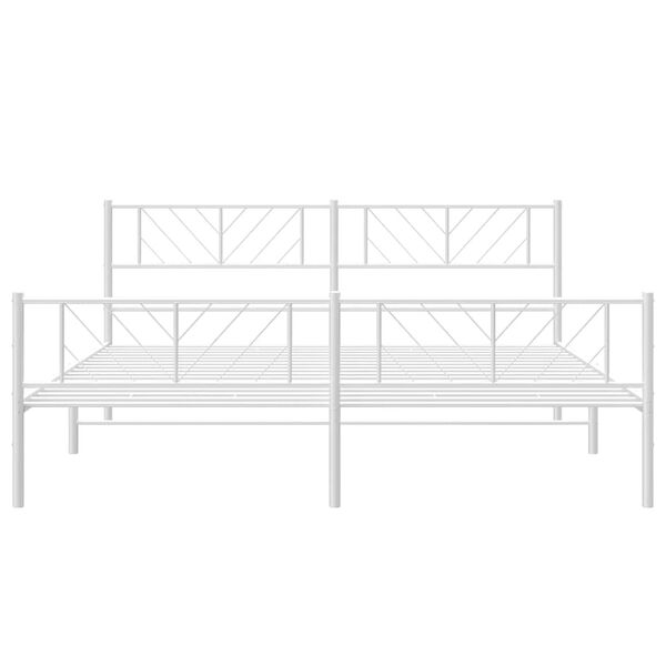 vidaXL Metal Bed Frame without Mattress with Footboard White 193x203cm