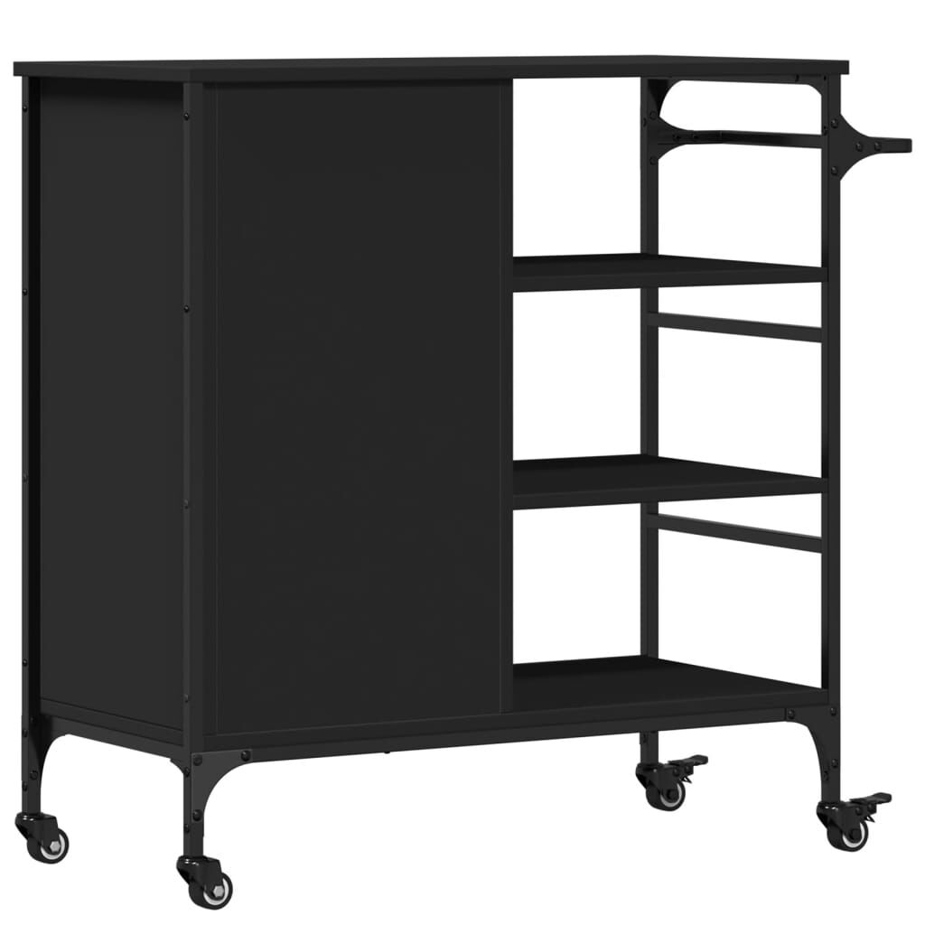 vidaXL Kitchen Trolley Black 87.5x38.5x84.5 cm Engineered Wood