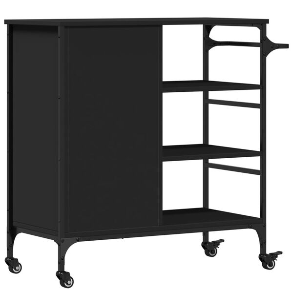 vidaXL Kitchen Trolley Black 87.5x38.5x84.5 cm Engineered Wood