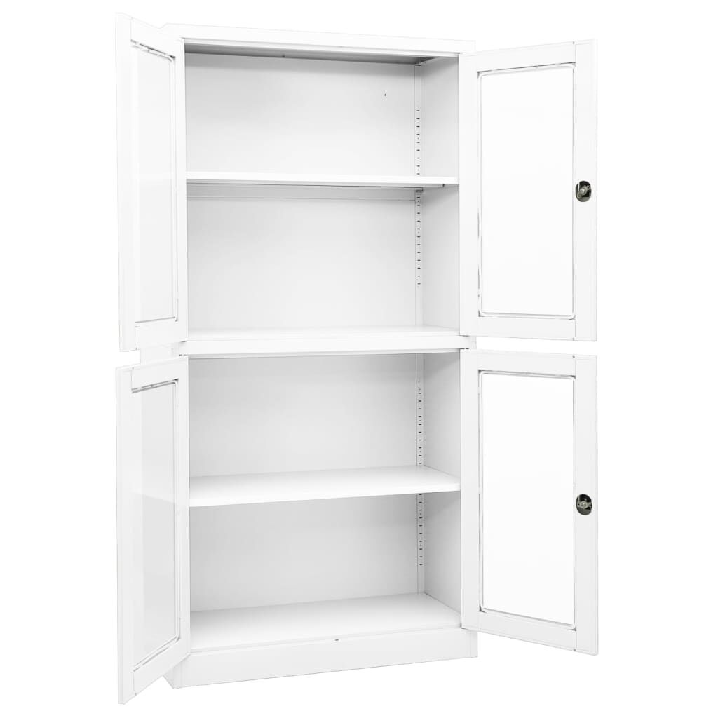 vidaXL Office Cabinet White 90x40x180 cm Steel and Tempered Glass
