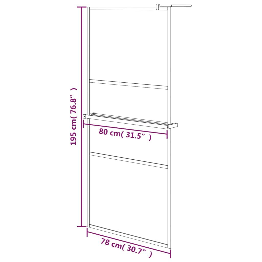 vidaXL Walk-in Shower Wall with Shelf Chrome 80x195 cm ESG Glass&Aluminium