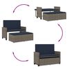 vidaXL Garden Bench with Cushions and Footstool Grey Poly Rattan