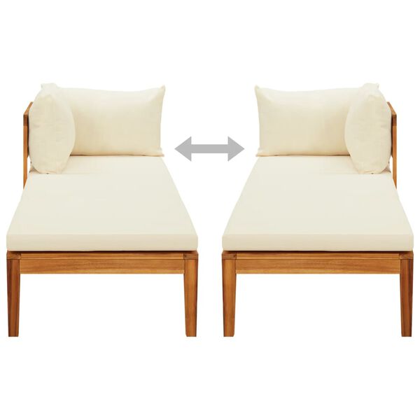 vidaXL Sun Lounger with 1 Armrest Cream White Solid Acacia Wood