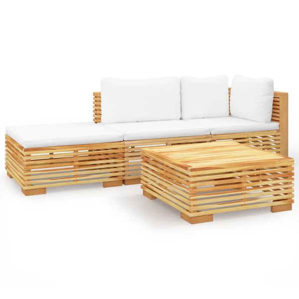 vidaXL 4 Piece Garden Lounge Set with Cushions Solid Wood Teak