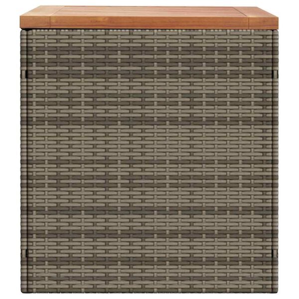vidaXL Garden Storage Box Grey 110x50x54 cm Poly Rattan Acacia Wood