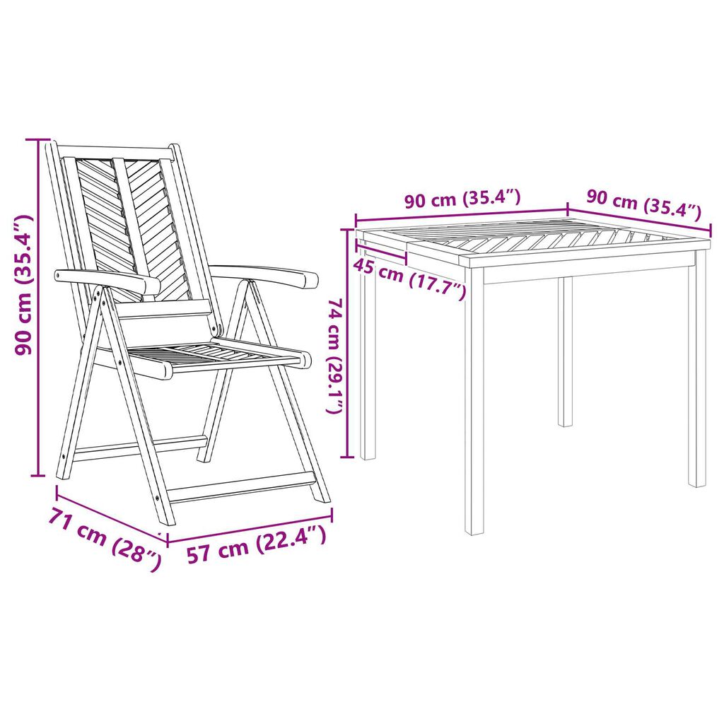 vidaXL 5 Piece Garden Dining Set Solid Wood Acacia