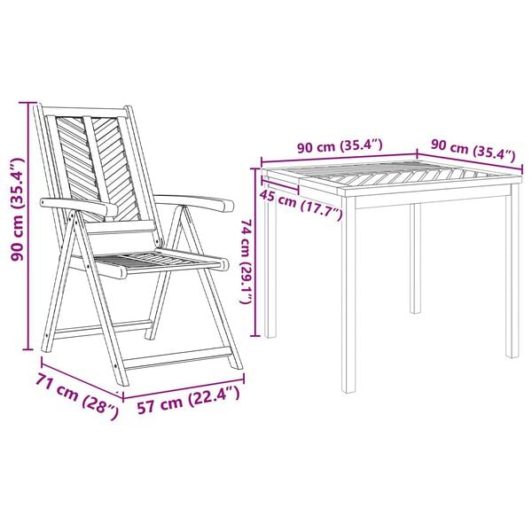vidaXL 5 Piece Garden Dining Set Solid Wood Acacia