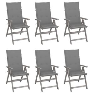 vidaXL Garden Reclining Chairs 6 pcs with Cushions Solid Acacia Wood