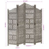 vidaXL Hand carved 4-Panel Room Divider Grey 160x165 cm Solid Mango Wood