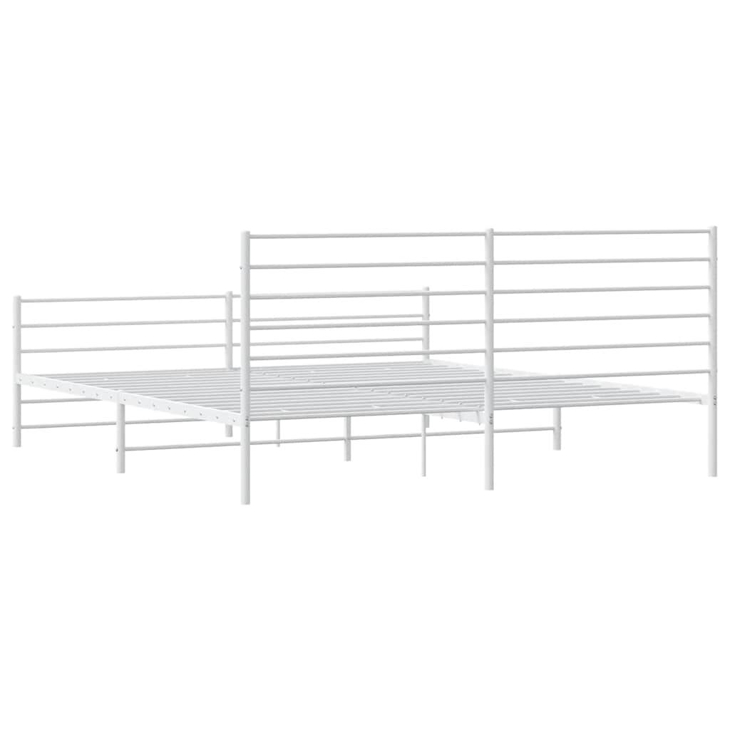 vidaXL Metal Bed Frame without Mattress with Footboard White 193x203cm