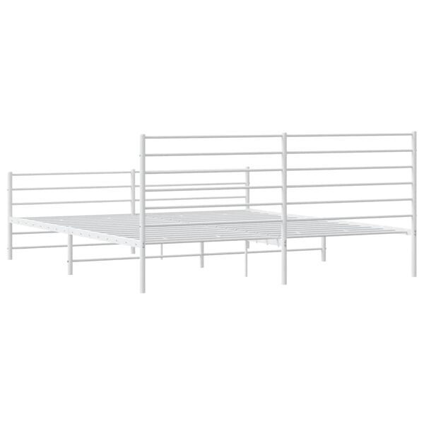 vidaXL Metal Bed Frame without Mattress with Footboard White 193x203cm