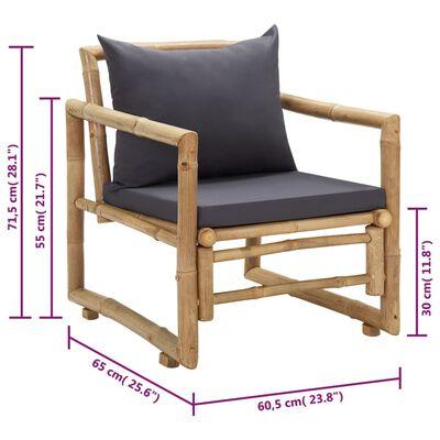 vidaXL Garden Chairs with Cushions 2 pcs Bamboo