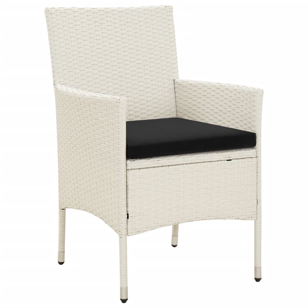 vidaXL Garden Chairs with Cushions 4 pcs Poly Rattan White