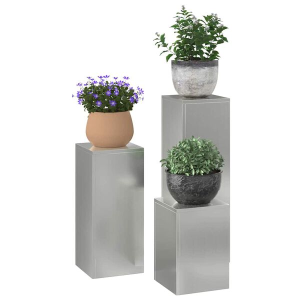 vidaXL Plant Stands 3 pcs Silver Galvanised steel