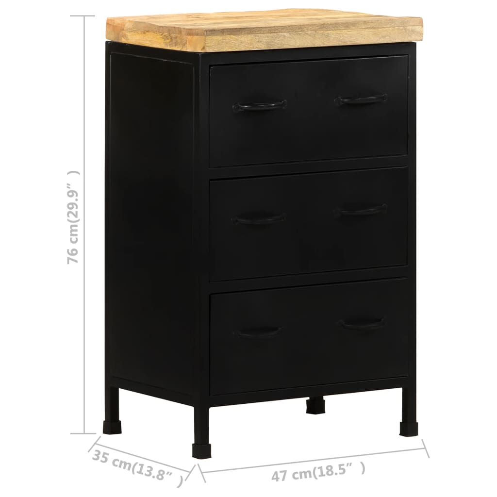 vidaXL Sideboard 47x35x76 cm Rough Mango Wood