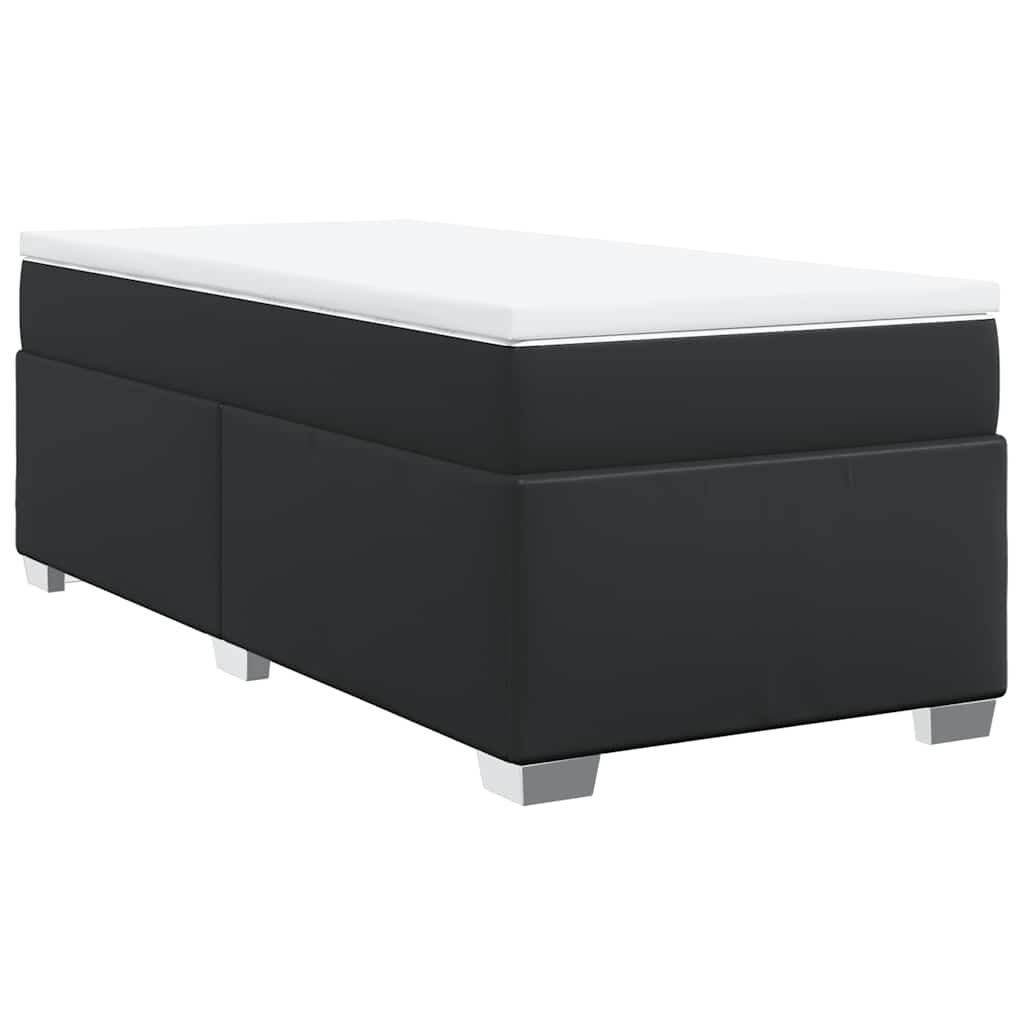 vidaXL Box Spring Bed with Mattress Black Twin Faux Leather