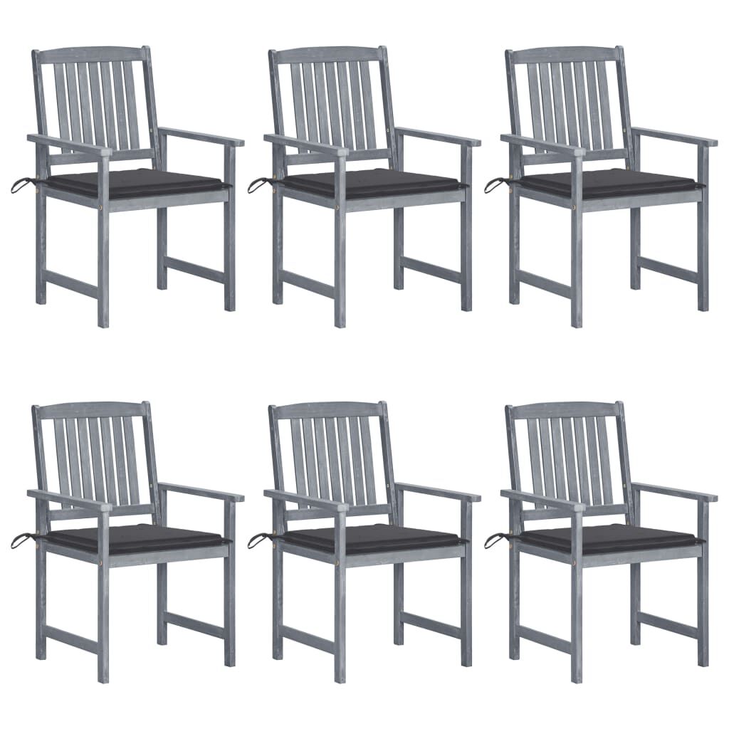 vidaXL Garden Chairs with Cushions 6 pcs Solid Wood Acacia Grey