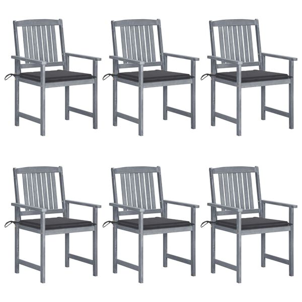 vidaXL Garden Chairs with Cushions 6 pcs Solid Wood Acacia Grey