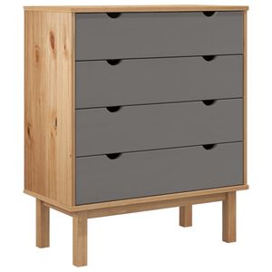 vidaXL Drawer Cabinet OTTA Brown&Grey 76.5x39.5x90cm Solid Wood Pine