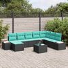 vidaXL Garden Sofa Set 8 pcs Black and Turquoise Poly Rattan