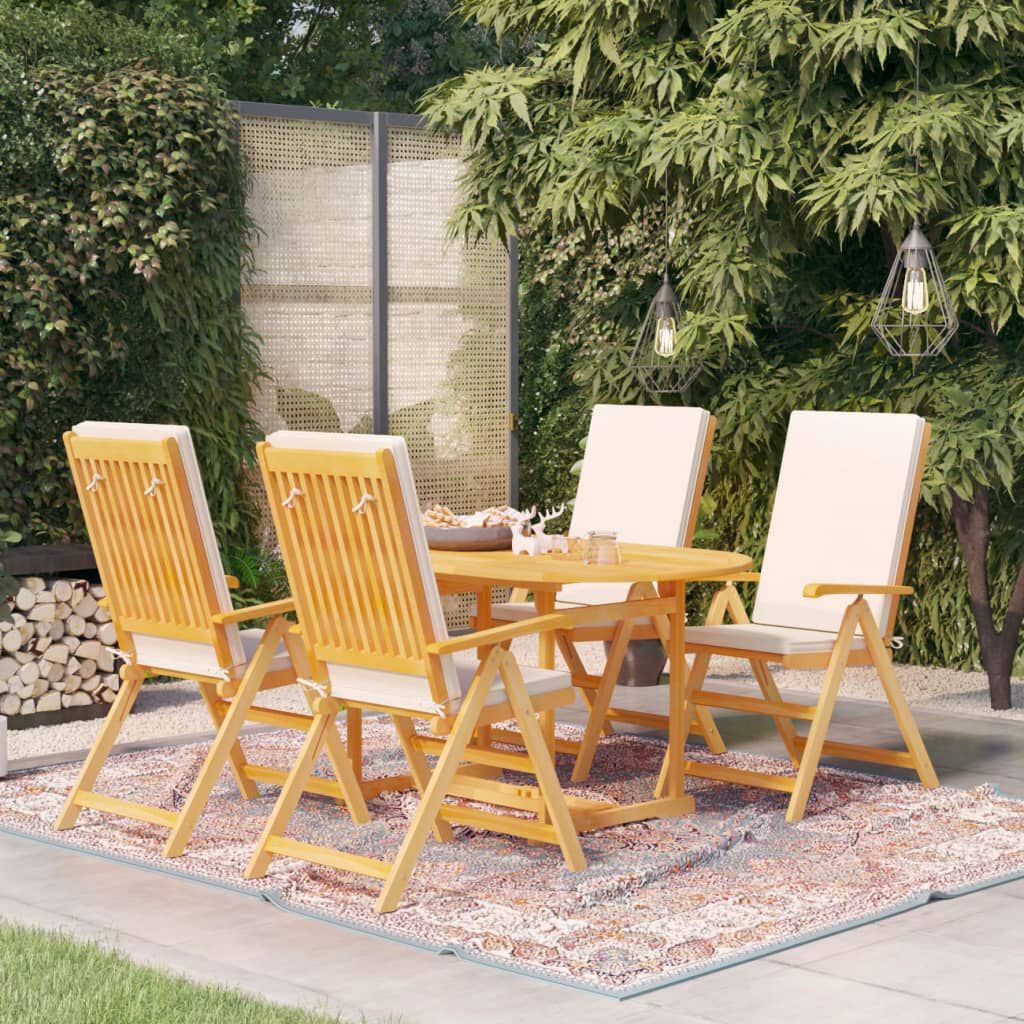 vidaXL 5 Piece Garden Dining Set with Cushions Solid Teak Wood