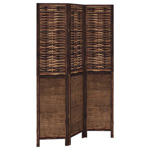 vidaXL Room Divider 3 Panels Dark Brown Solid Wood Paulownia