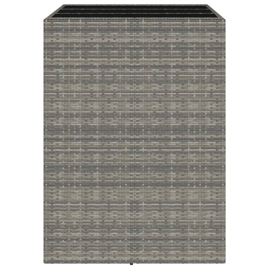 vidaXL Bar Table with Glass Top Grey 105x80x110 cm Poly Rattan