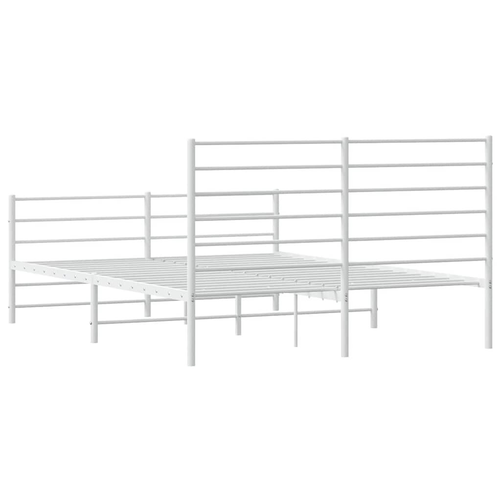 vidaXL Metal Bed Frame without Mattress with Footboard White 150x200cm