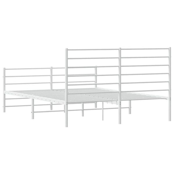 vidaXL Metal Bed Frame without Mattress with Footboard White 150x200cm