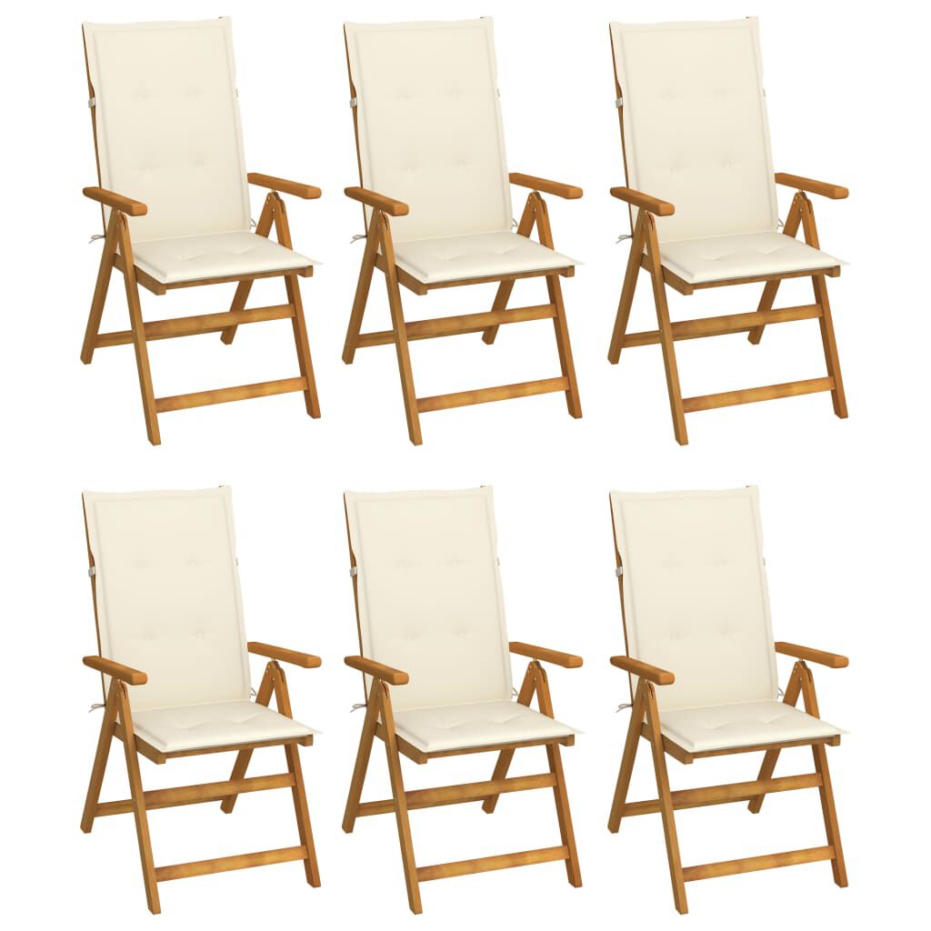 vidaXL Folding Garden Chairs 6 pcs with Cushions Solid Acacia Wood