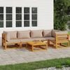 vidaXL 6 Piece Garden Lounge Set with Taupe Cushions Solid Wood
