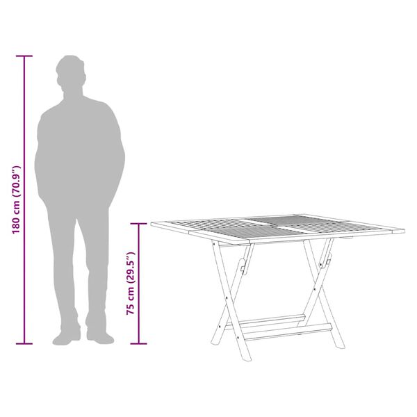 vidaXL Folding Garden Table 110x110x75 cm Solid Wood Teak