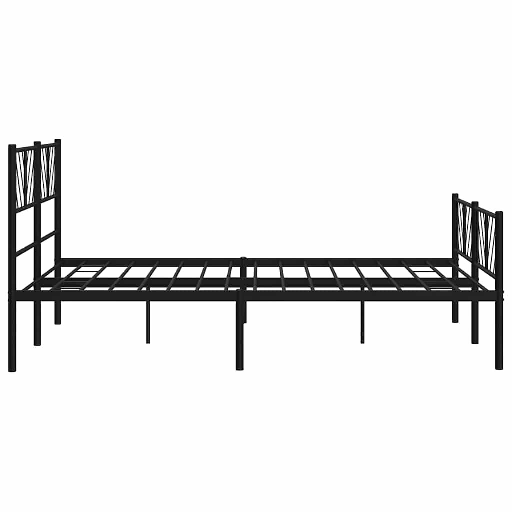 vidaXL Metal Bed Frame without Mattress with Footboard Black 135x190cm