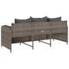 vidaXL Garden Sofa with Cushions 3-Seater Grey Poly Rattan