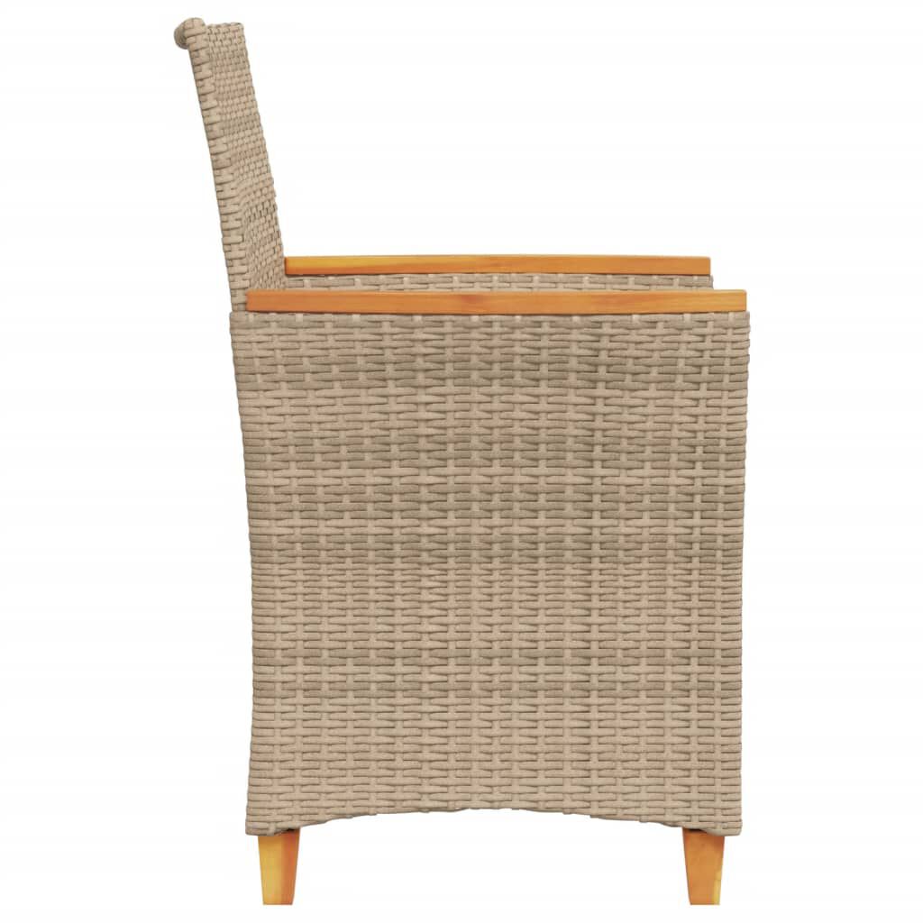 vidaXL Garden Chairs with Cushions 2 pcs Beige Poly Rattan&Solid Wood