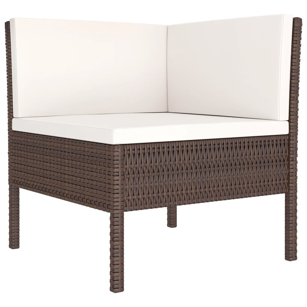 vidaXL 6 Piece Garden Lounge Set with Cushions Poly Rattan Brown